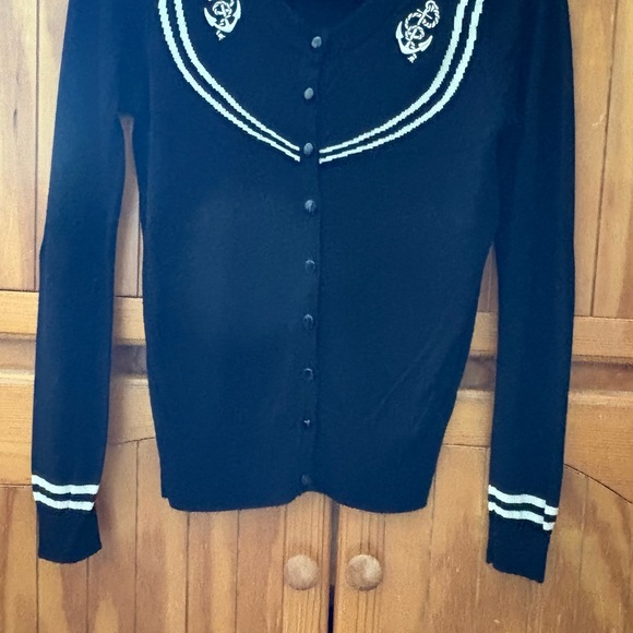 Voodoo Vixen Black Cardigan with White Detailing - Picture 1 of 8